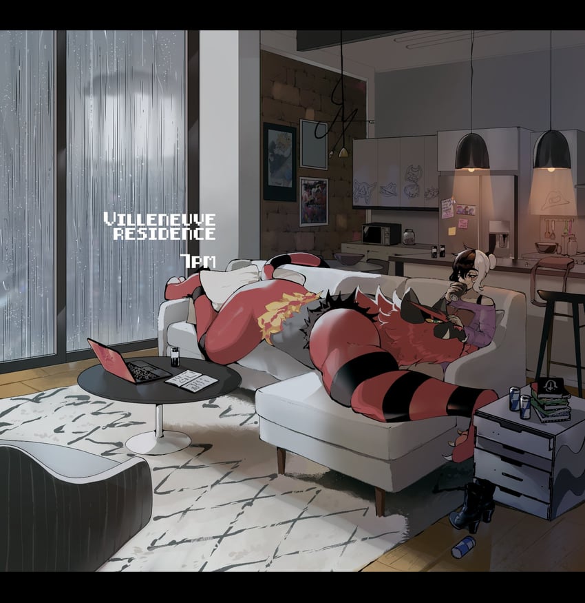 incineroar and yorra villeneuve (original and 1 more) drawn by nyantcha
