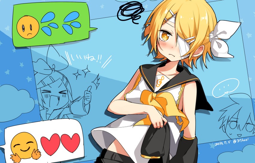 kagamine rin, kagamine len, and oliver (vocaloid) drawn by minahoshi_taichi