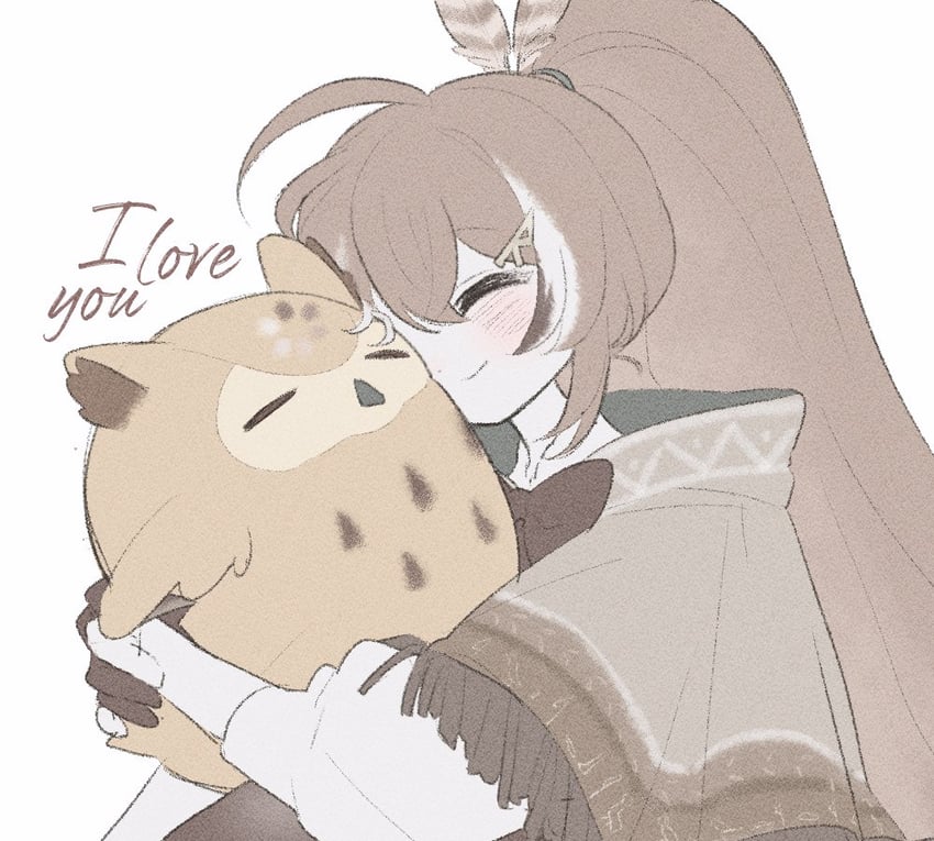 nanashi mumei and hootsie (hololive and 1 more) drawn by capyrose_fg