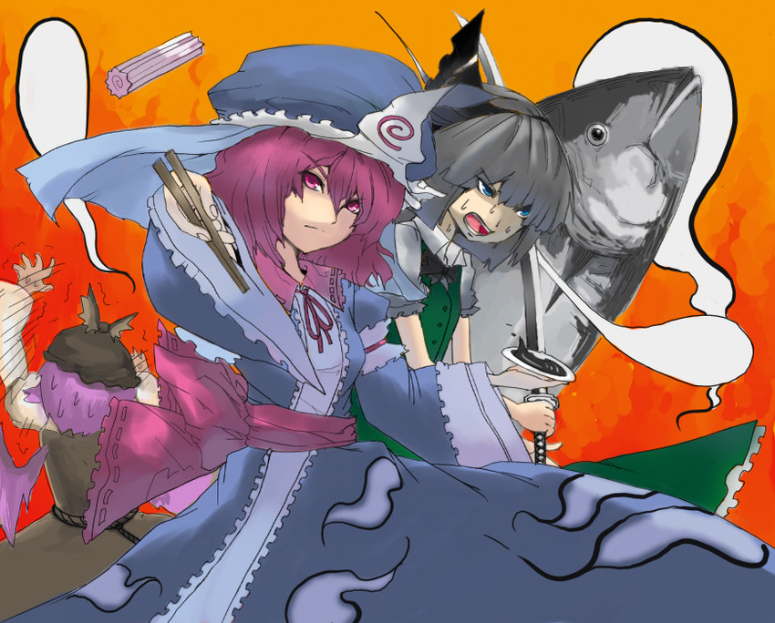 konpaku youmu, saigyouji yuyuko, and mystia lorelei (touhou) drawn by masuzou