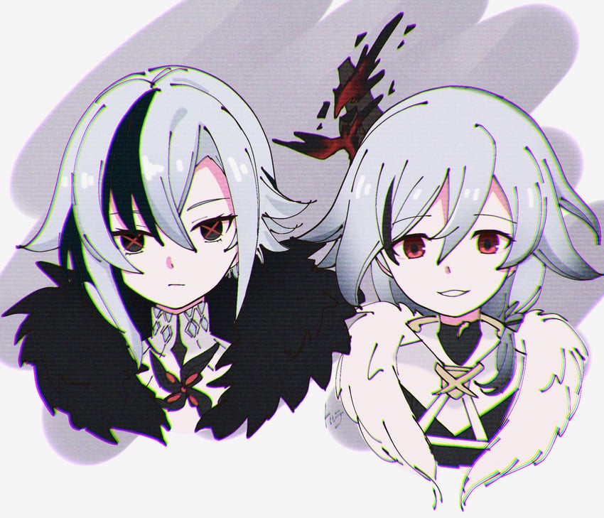 arlecchino and herrscher of sentience (genshin impact and 3 more) drawn by stock_0209