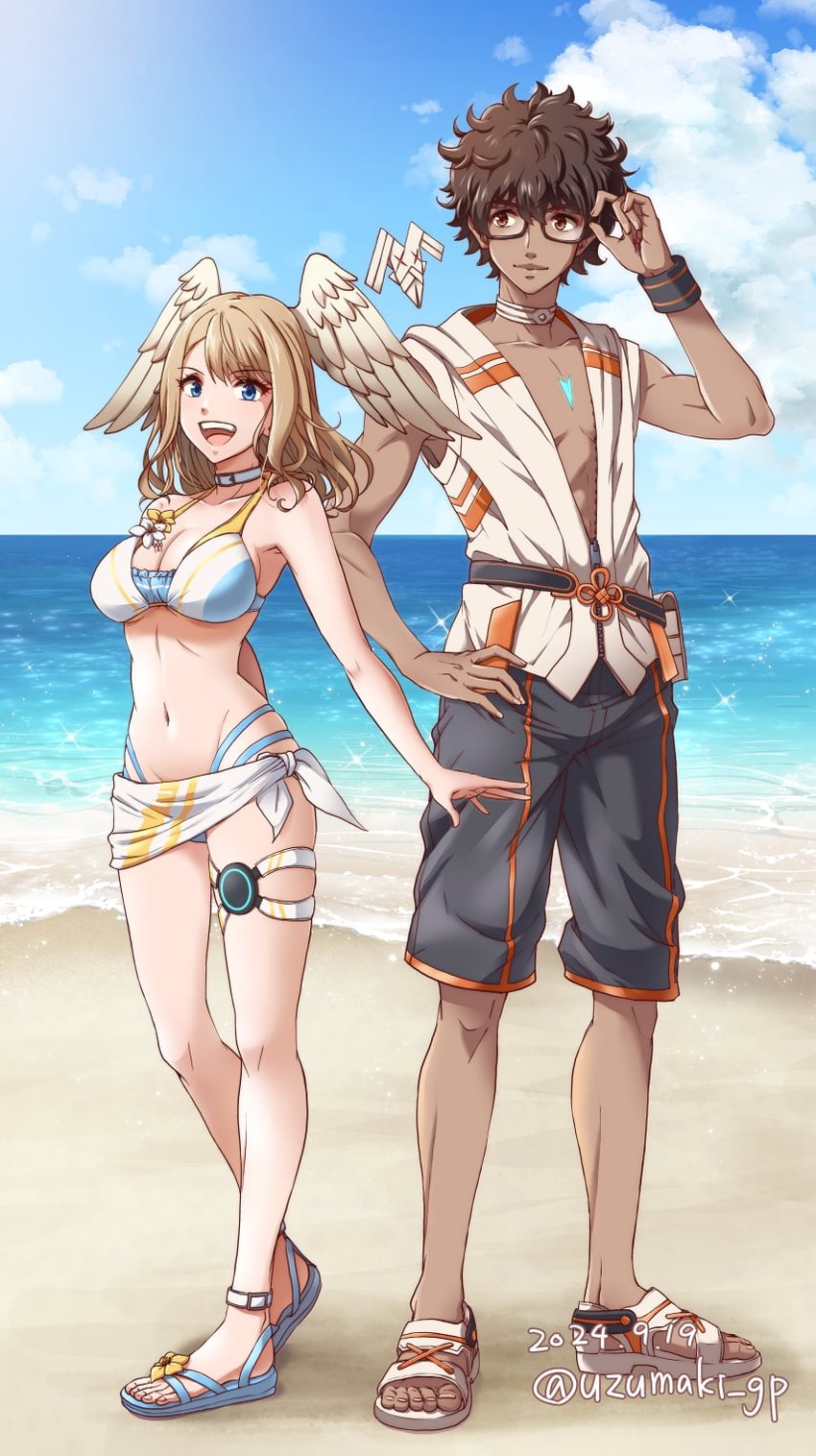 eunie and taion (xenoblade chronicles and 1 more) drawn by uzumaki_(skydirt)