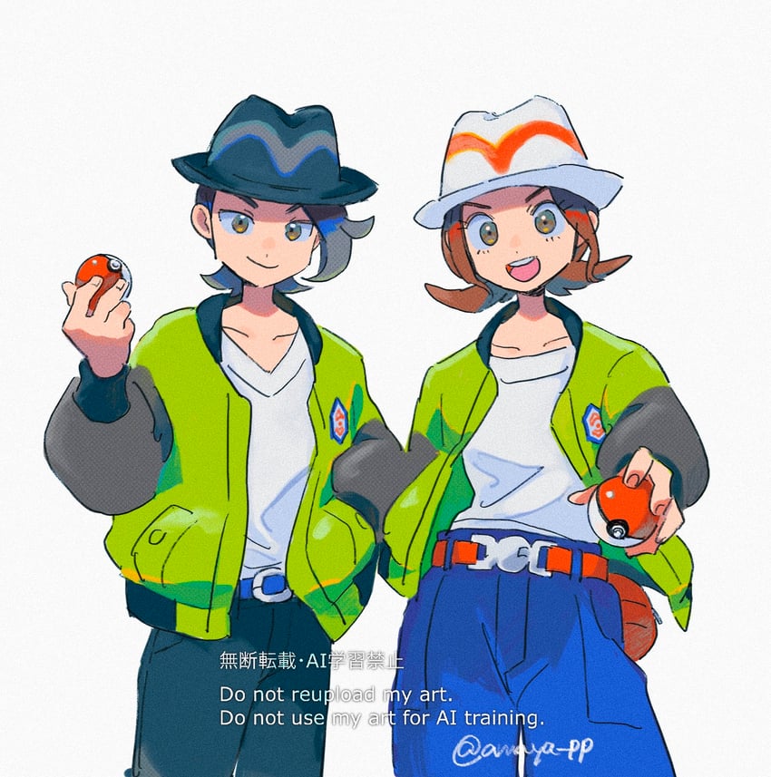 harmony and paxton (pokemon and 1 more) drawn by amaya_uw