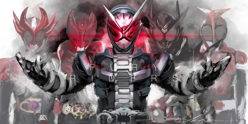 kamen rider kiva, kamen rider build, kamen rider kabuto, kamen rider agito, and kamen rider zi-o (kamen rider and 5 more) drawn by yygnzm
