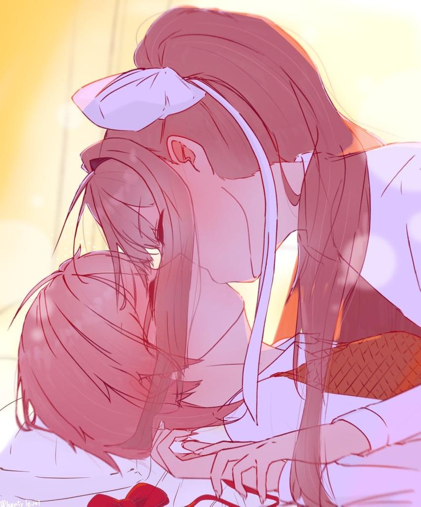 monika and sayori (doki doki literature club) drawn by kentylevel
