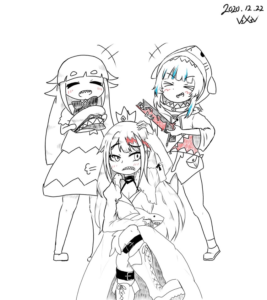 gawr gura, deutschland, and liar princess (hololive and 3 more) drawn by coke3818