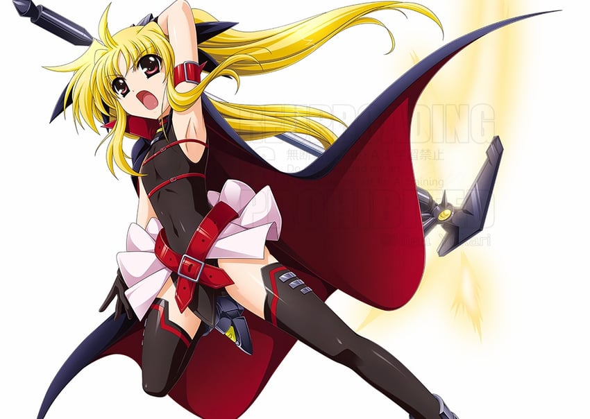 fate testarossa and bardiche (lyrical nanoha and 2 more) drawn by higa_yukari