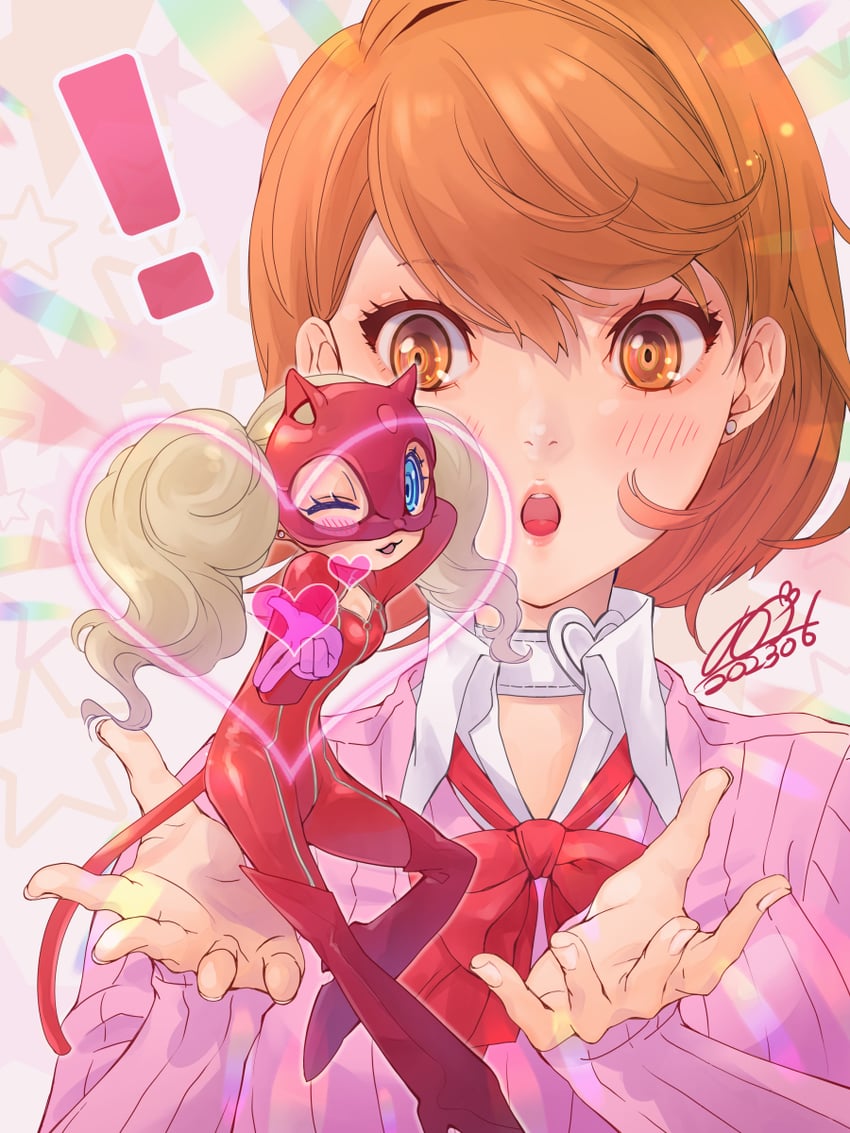 takamaki anne and takeba yukari (persona and 2 more) drawn by qoo1234