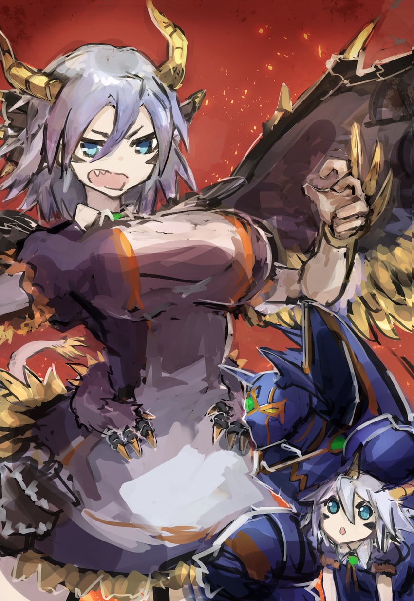 buster blader, buster whelp of the destruction swordsman, and buster dragon (yu-gi-oh!) drawn by hatano_kiyoshi