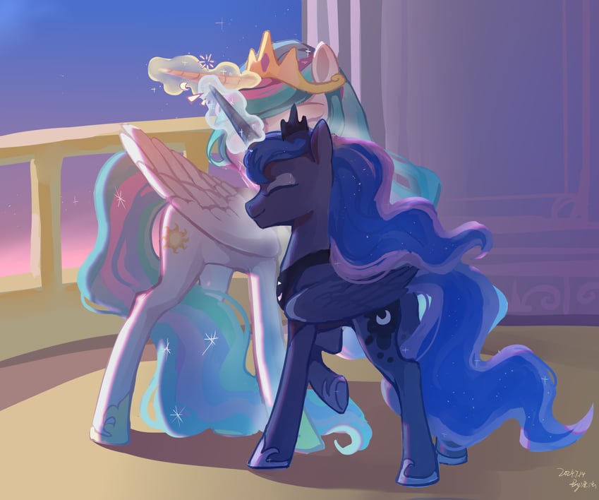 princess luna and princess celestia (my little pony and 1 more) drawn by shiqiuzhu