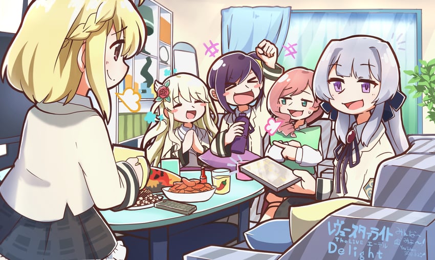 yumeoji shiori, yukishiro akira, tsuruhime yachiyo, otori michiru, and liu mei fan (shoujo kageki revue starlight and 1 more) drawn by nabezoko_no_okoge