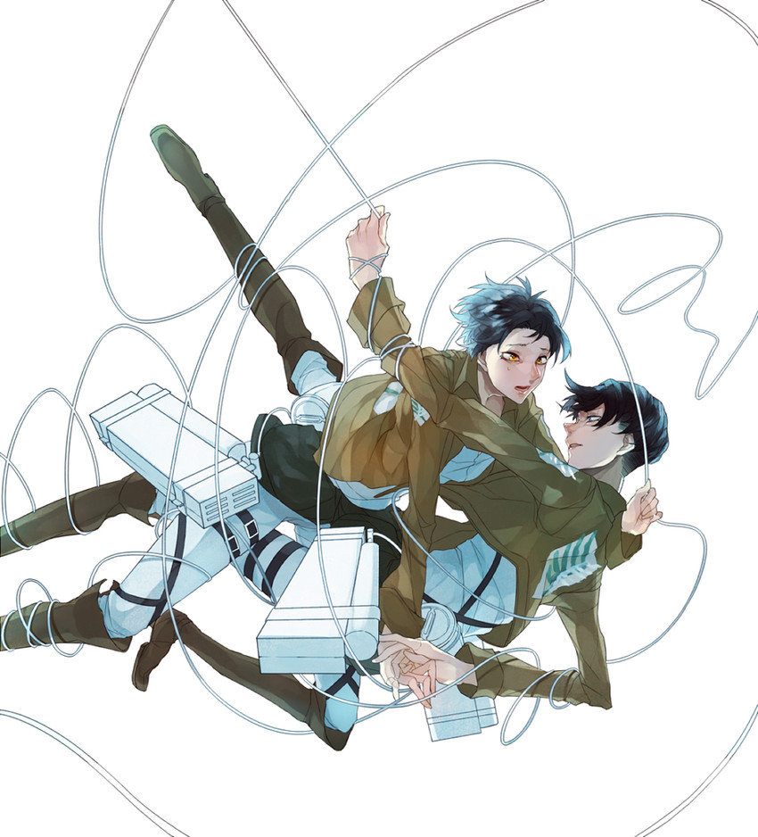 eren yeager and levi (shingeki no kyojin) drawn by meiki_mio