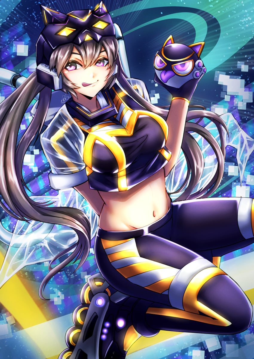 i:p masquerena and em:p meowmine (yu-gi-oh!) drawn by shiina_aono