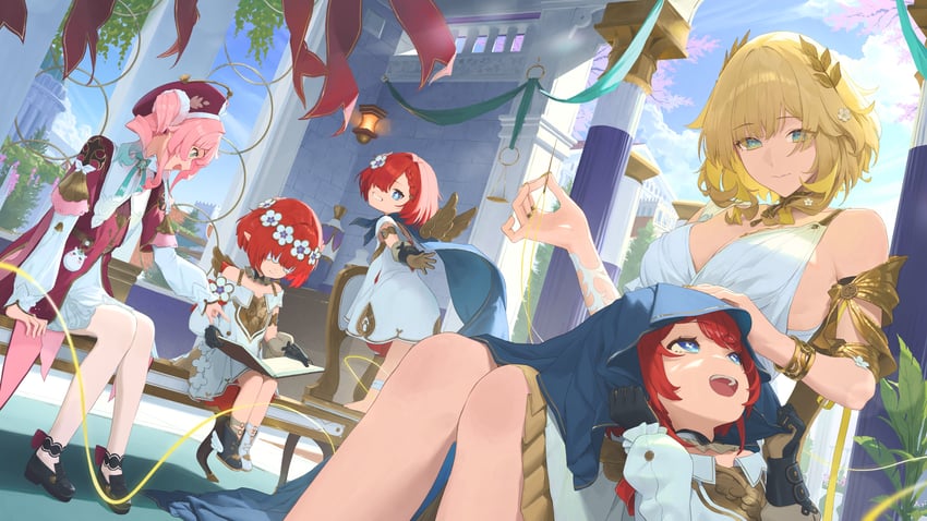 aglaea, hyacine, tribbie, trianne, and trinnon (honkai and 1 more) drawn by 2525_lynn
