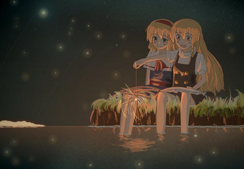 kirisame marisa and alice margatroid (touhou) drawn by menbou_(nonnontako)