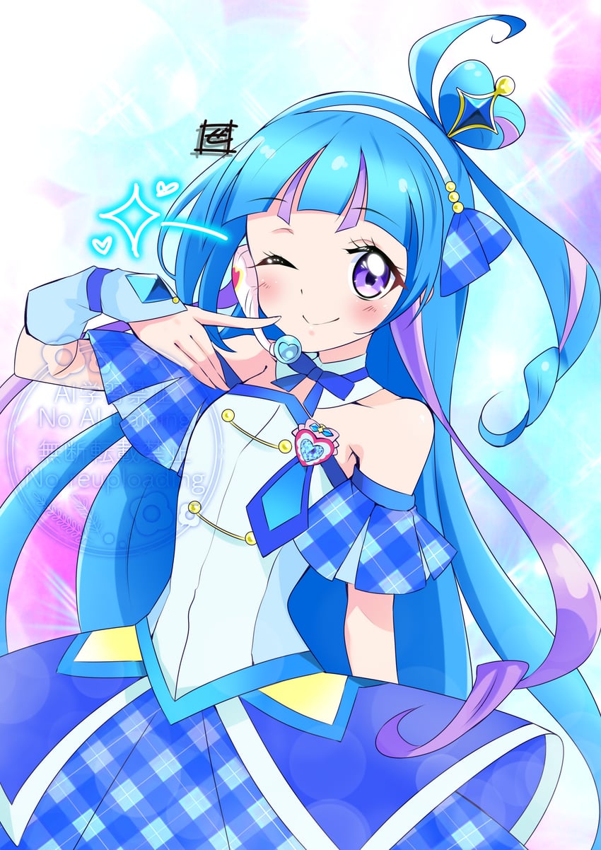 aokaze nana and cure wink (precure and 1 more) drawn by zero-theme