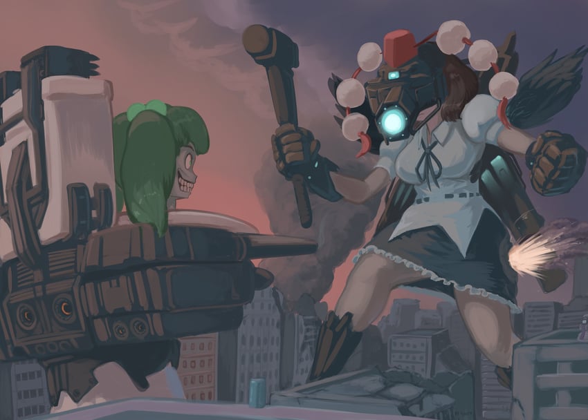 shameimaru aya, kisume, skibidi toilet, and camera man (touhou and 1 more) drawn by profitshame