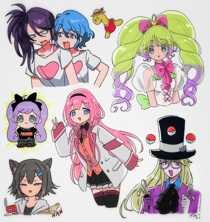 manaka laala, suo sango, dorothy west, toudou shion, shuckle, and 3 more (pokemon and 4 more) drawn by rituyama1