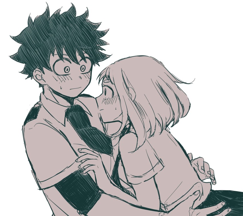 midoriya izuku and uraraka ochaco (boku no hero academia) drawn by tabetai_omochi