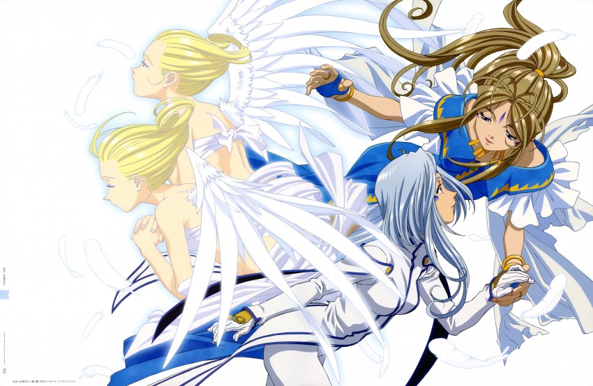 belldandy, lind, spear mint, and cool mint (aa megami-sama) drawn by matsubara_hidenori