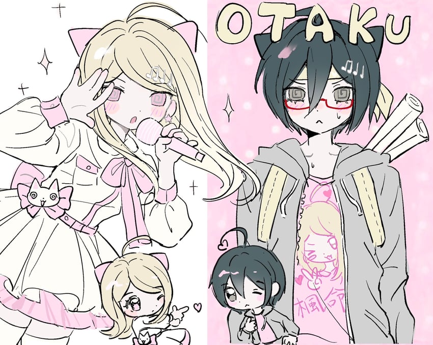 saihara shuichi and akamatsu kaede (danganronpa and 1 more) drawn by bubyaaaaaaa