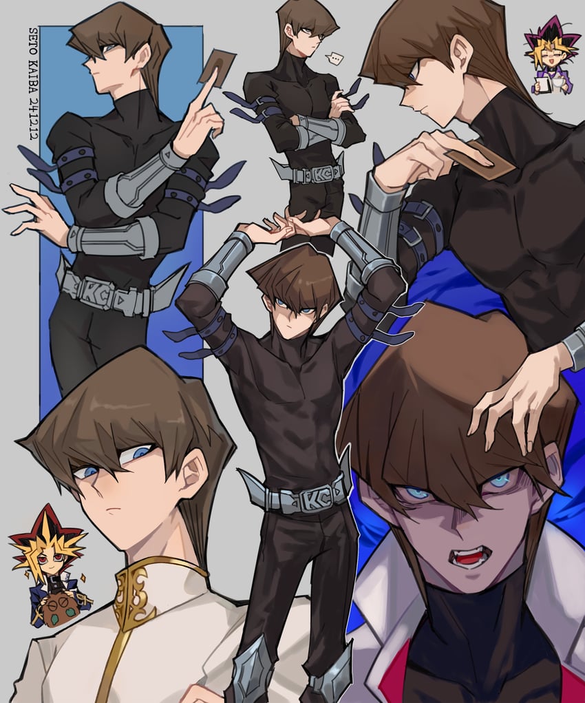 muto yugi, kaiba seto, and kuriboh (yu-gi-oh! and 1 more) drawn by saka_nagiya