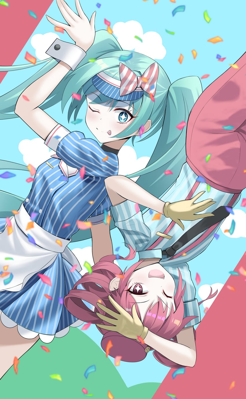 hatsune miku and kasane teto (vocaloid and 2 more) drawn by regress