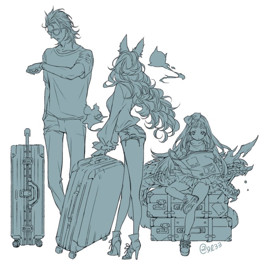 cagliostro, ferry, percival, nicola, and fugee (granblue fantasy) drawn by shitomi
