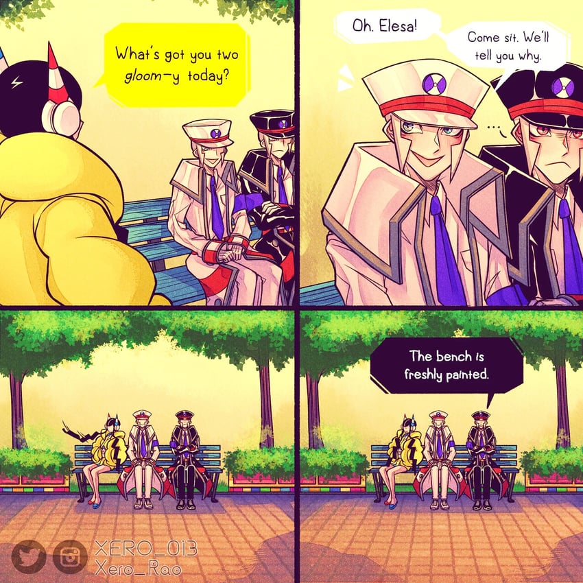 elesa, ingo, and emmet (pokemon and 1 more) drawn by xero_rao