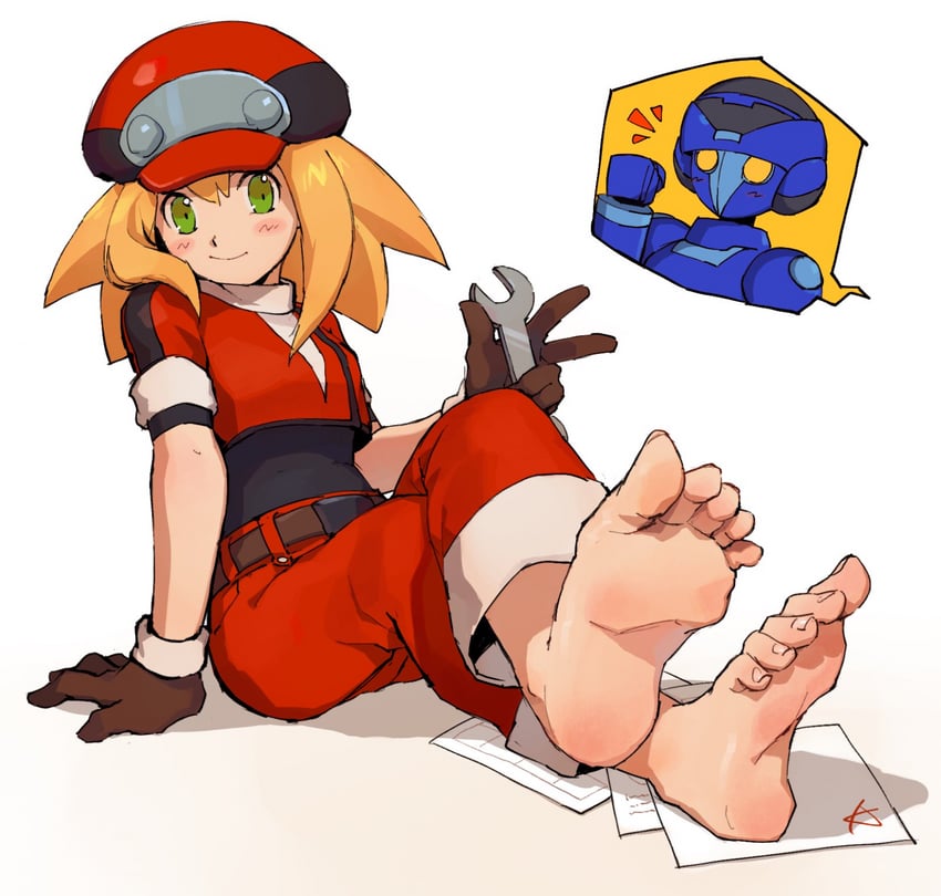 roll caskett and mega man volnutt (mega man and 1 more) drawn by karen_(karenoni1031)
