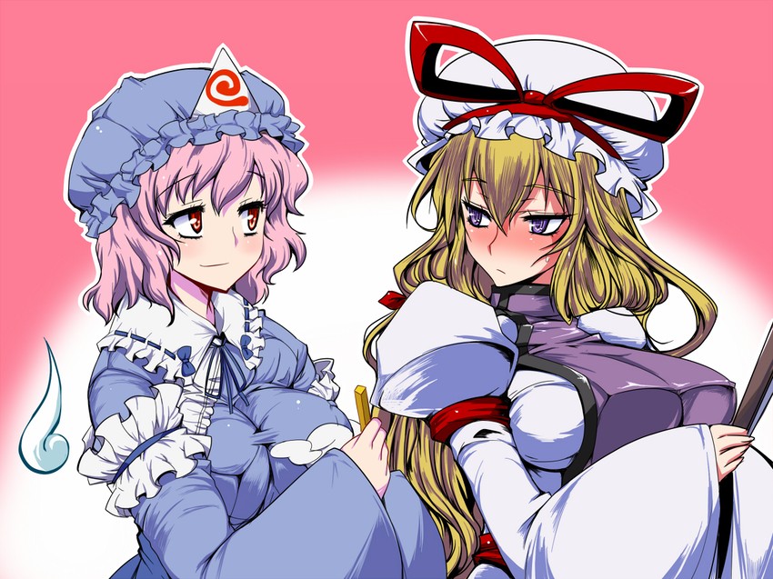 yakumo yukari and saigyouji yuyuko (touhou) drawn by sako_(bosscoffee)