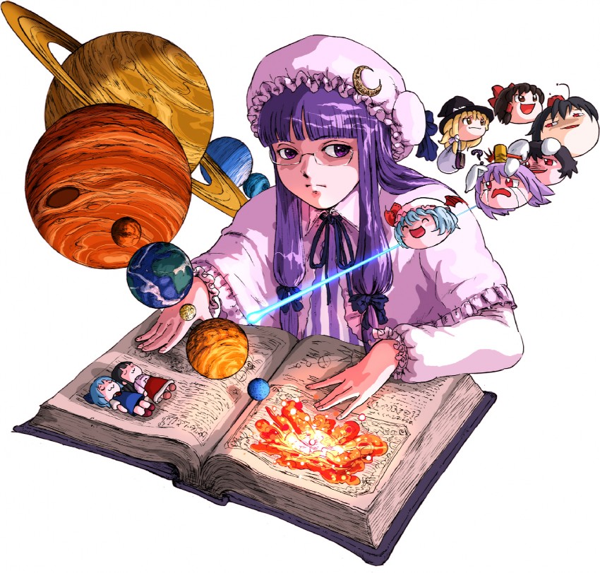 hakurei reimu, kirisame marisa, remilia scarlet, cirno, patchouli knowledge, and 6 more (touhou) drawn by ysys
