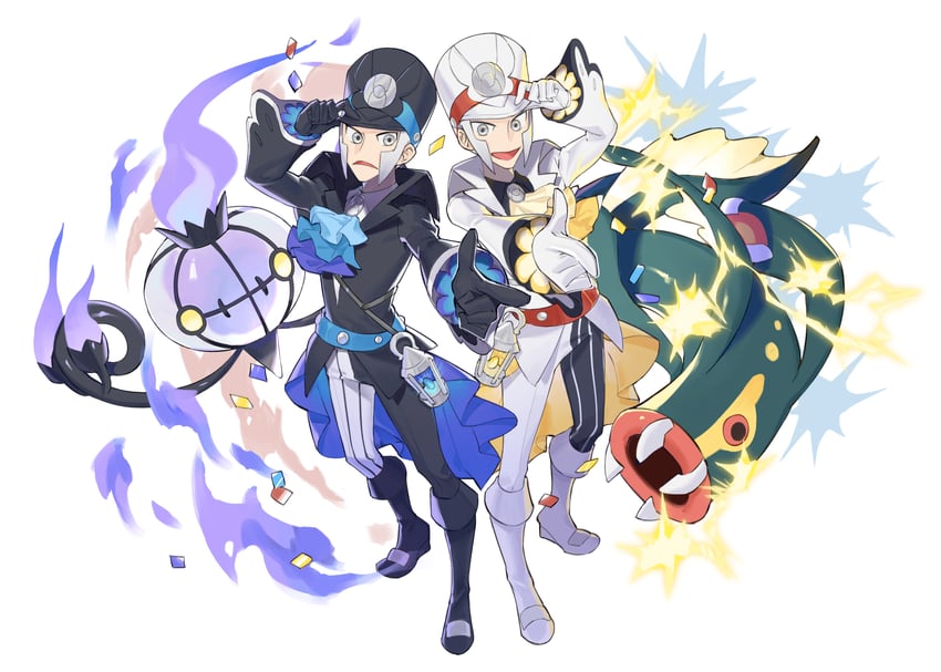 ingo, chandelure, emmet, and eelektross (pokemon and 1 more) drawn by aooni