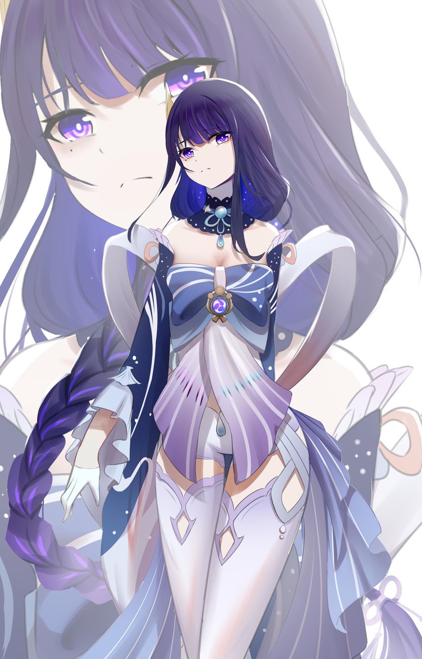 raiden shogun and sangonomiya kokomi (genshin impact) drawn by qixia