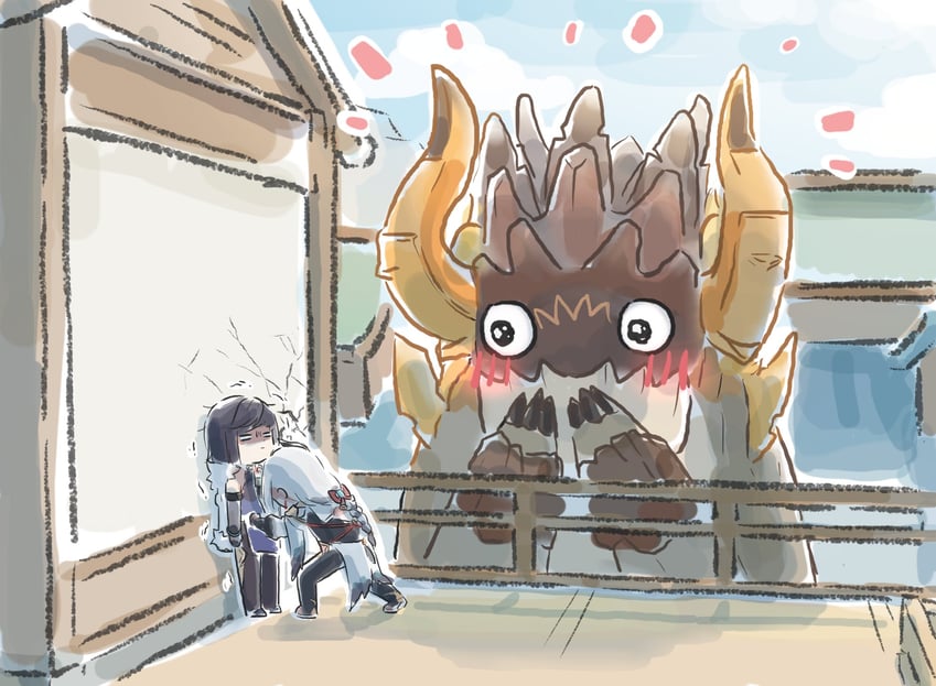 shenhe, yelan, and azhdaha (genshin impact) drawn by xinzoruo