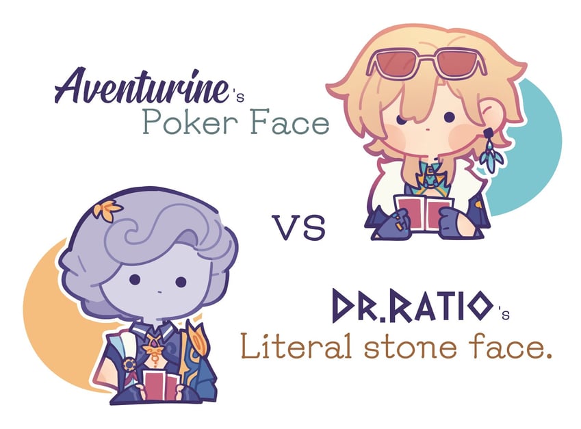 aventurine and dr. ratio (honkai and 1 more) drawn by honeydewmilkk