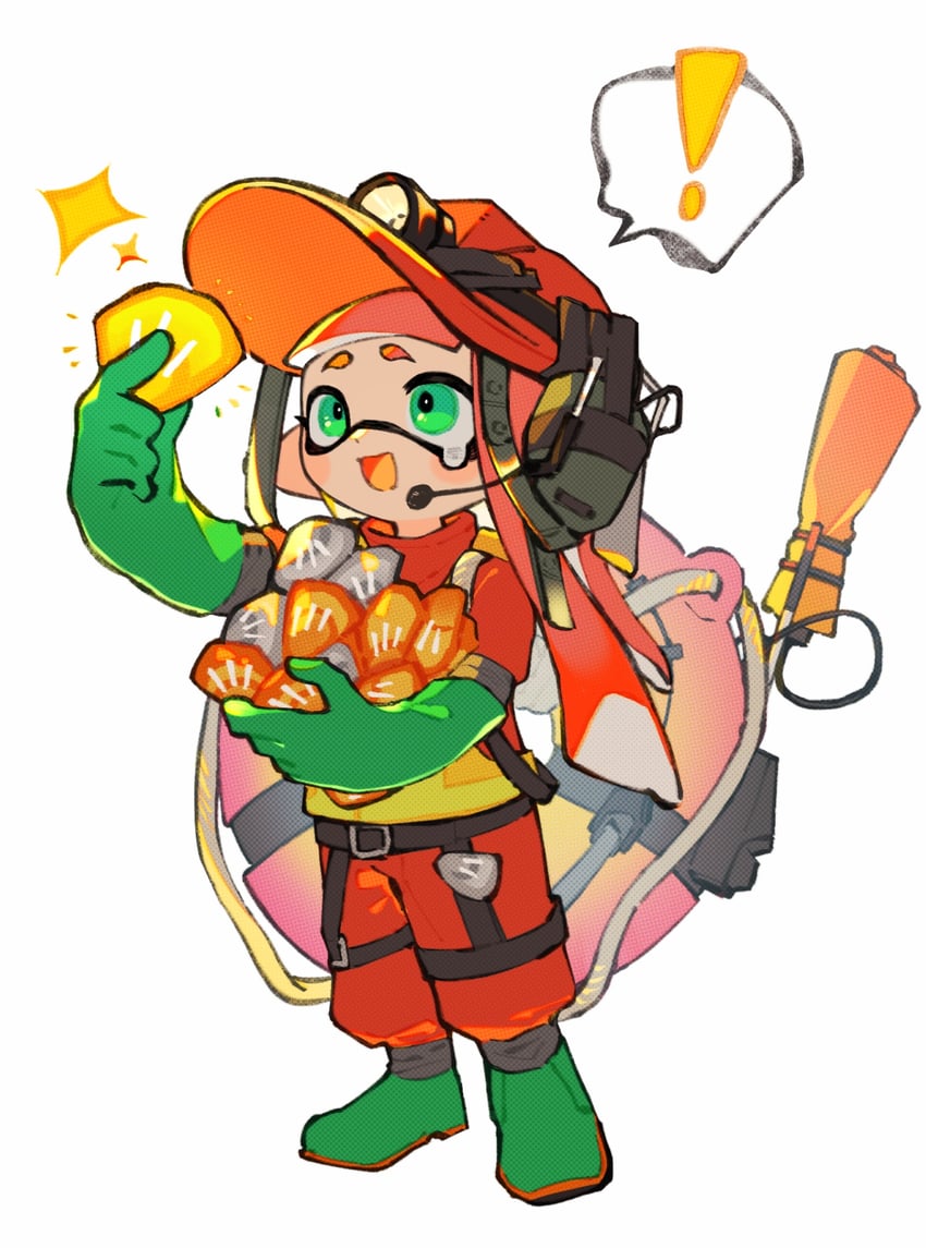 inkling player character and inkling girl (splatoon and 1 more) drawn by inari1369