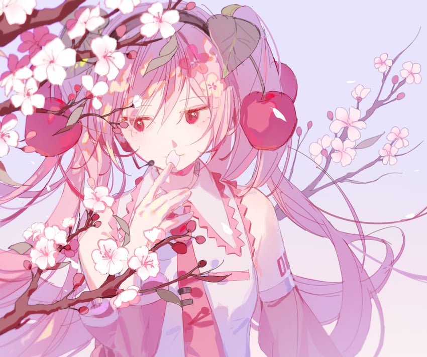 hatsune miku and sakura miku (vocaloid) drawn by ruu_poppo