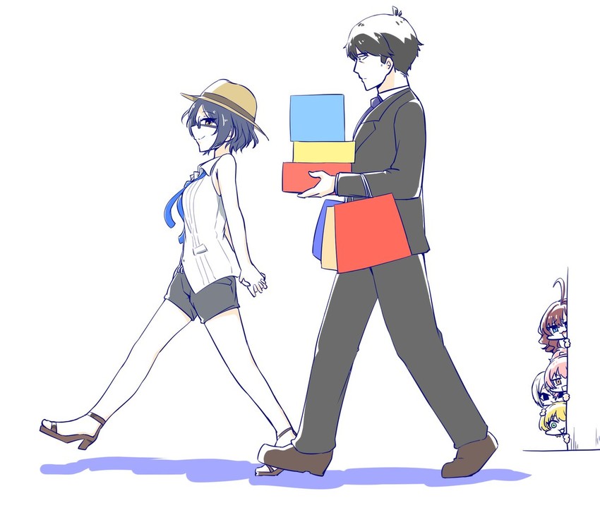 producer, jougasaki mika, ichinose shiki, hayami kanade, miyamoto frederica, and 1 more (idolmaster and 1 more) drawn by rugishi