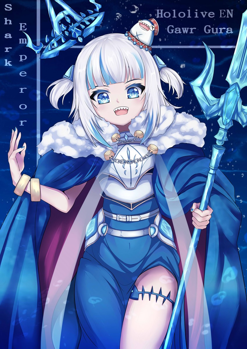 gawr gura and bloop (hololive and 1 more) drawn by ikyuu_nori