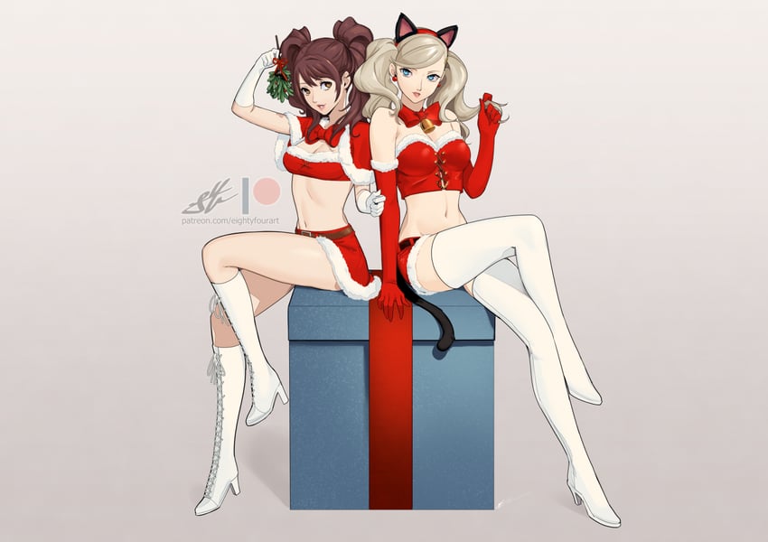 kujikawa rise and takamaki anne (persona and 2 more) drawn by eightyfourart