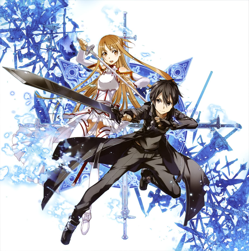 asuna and kirito (sword art online) drawn by bunbun