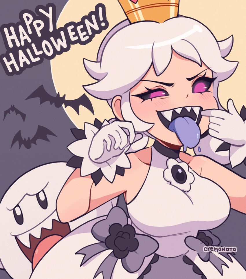 princess daisy, princess king boo, and boo (mario and 1 more) drawn by cremanata