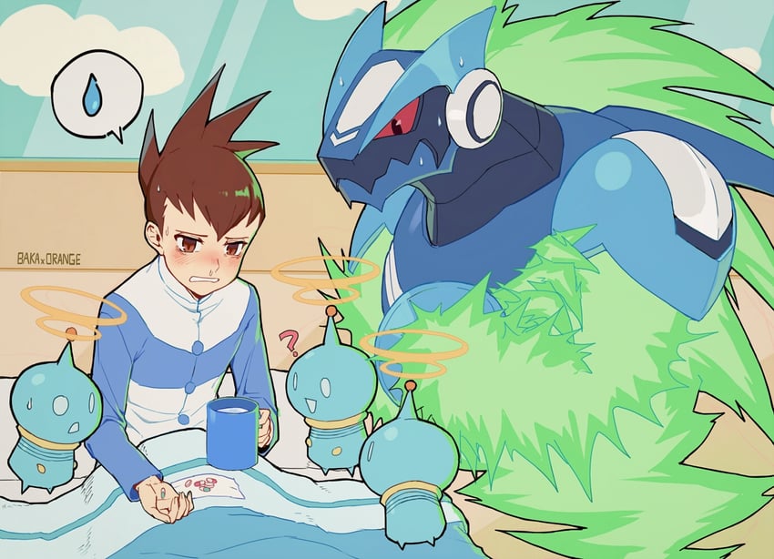 geo stelar, omega-xis, and hertz (mega man and 1 more) drawn by modela_(baka_x_orange)