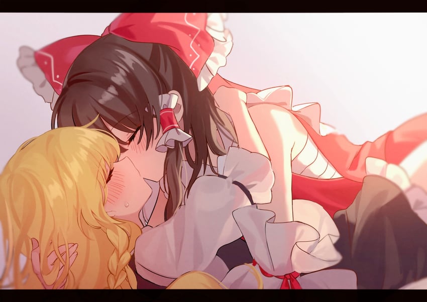 hakurei reimu and kirisame marisa (touhou) drawn by yomogi_9392
