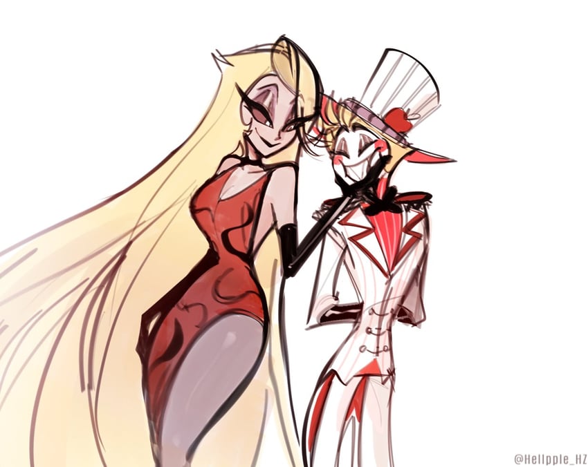 lucifer morningstar and lilith (hazbin hotel) drawn by hellpple_hz