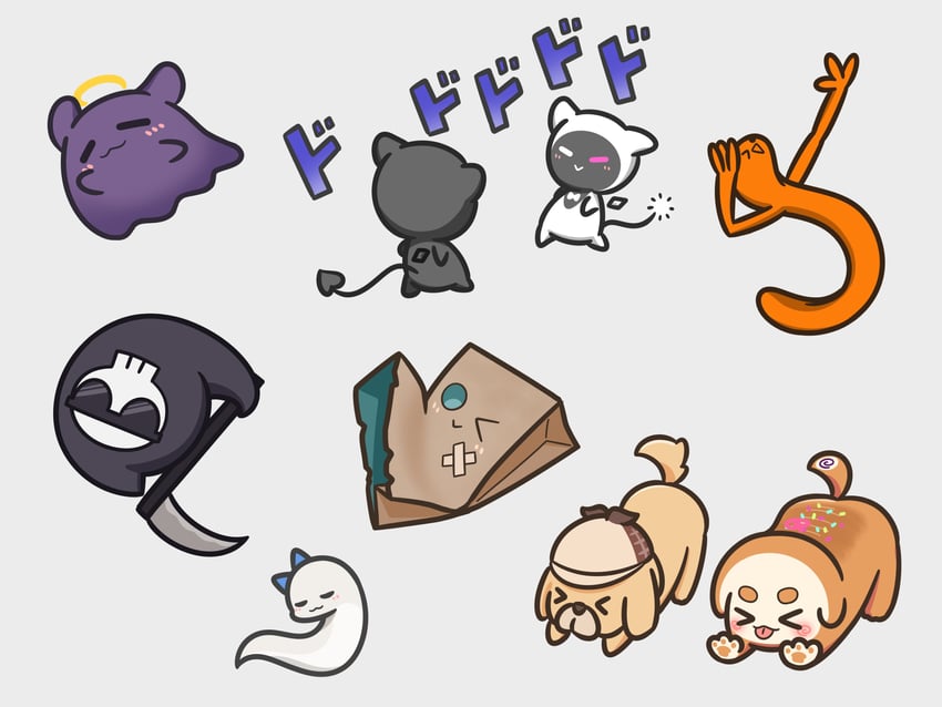 takodachi, friend, bubba, death-sensei, boros, and 4 more (hololive and 2 more) drawn by mpien