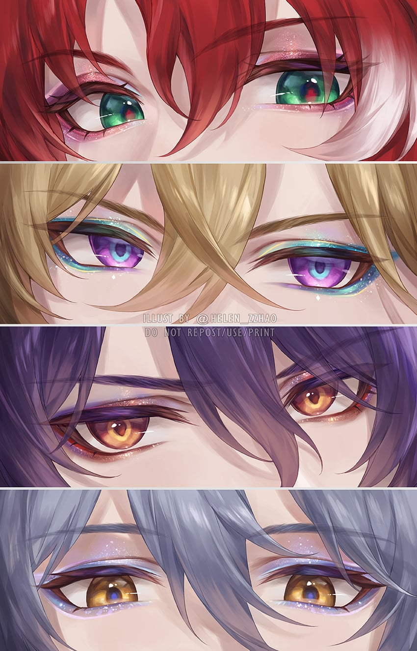 aventurine, sunday, dr. ratio, and argenti (honkai and 1 more) drawn by helen_zzhao