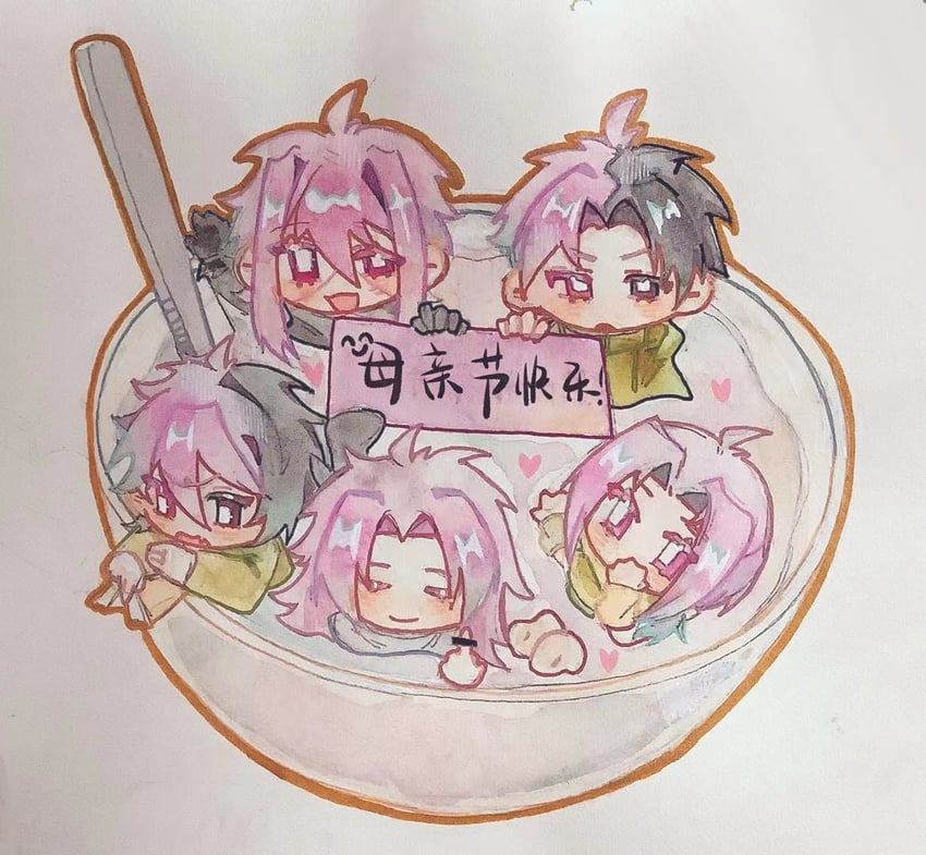 hatsutori hajime, nijou ryuu, mutsushika misumi, nanami izu, and dita iliner (saibou shinkyoku) drawn by kebeikb