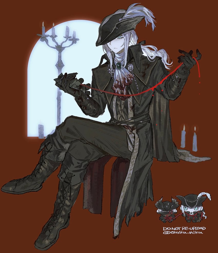 hunter and lady maria of the astral clocktower (bloodborne) drawn by 0niku_niku